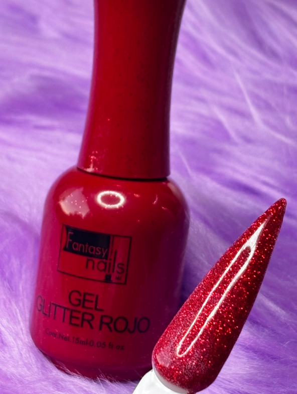 GEL GLITTER ROJO FANTASY NAILS